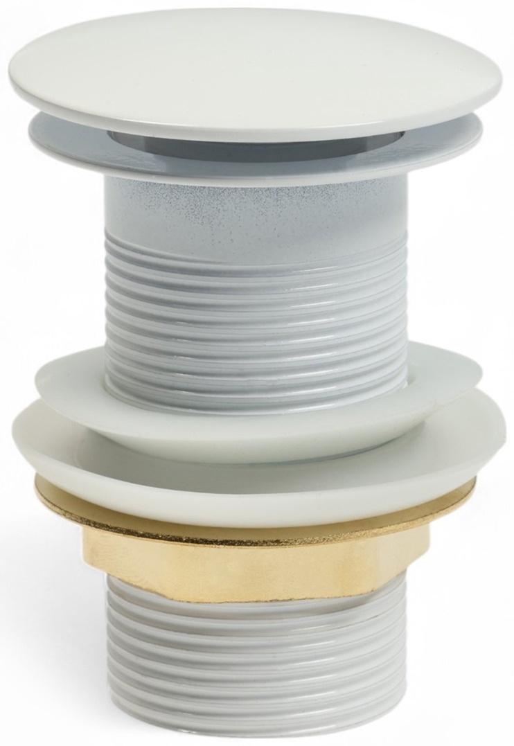 Донный клапан ZEIN engr, большая кнопка, без перелива, нержавеющая сталь, белый