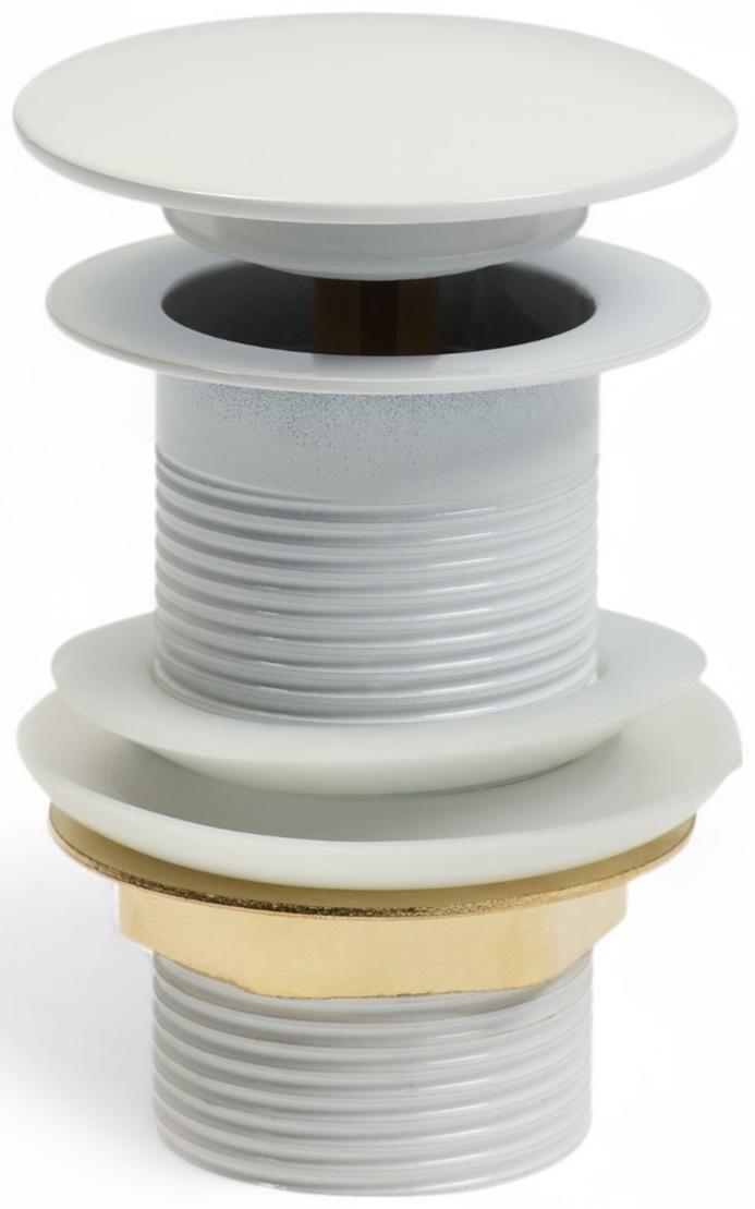 Донный клапан ZEIN engr, большая кнопка, без перелива, нержавеющая сталь, белый