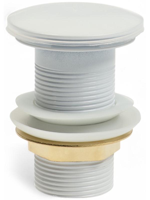 Донный клапан ZEIN engr, большая кнопка, без перелива, нержавеющая сталь, белый