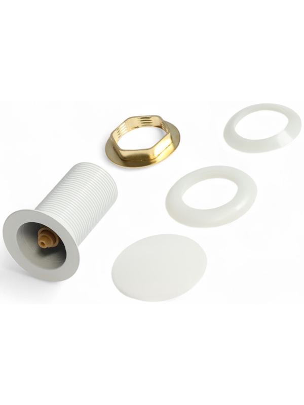 Донный клапан ZEIN engr, большая кнопка, без перелива, нержавеющая сталь, белый