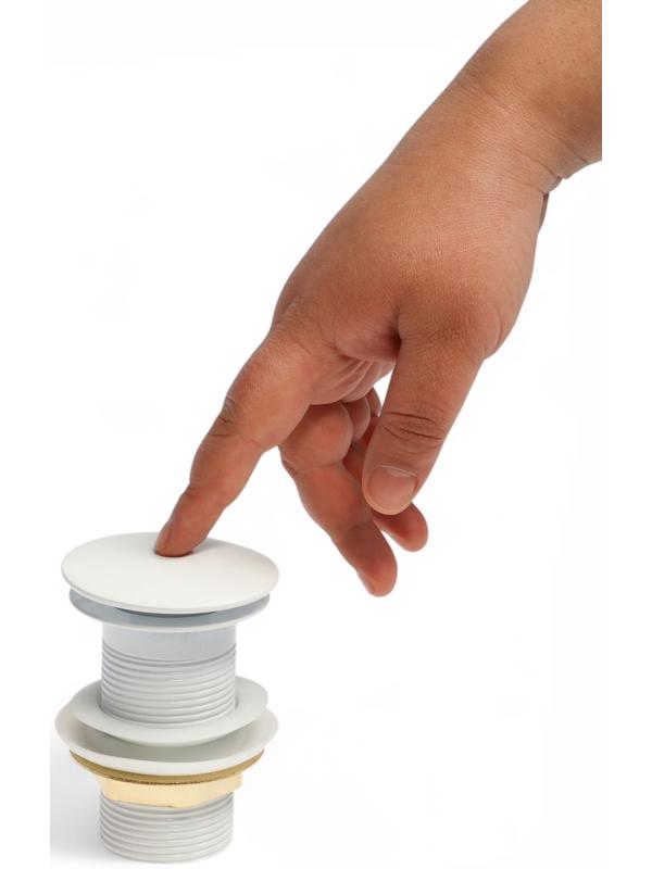 Донный клапан ZEIN engr, большая кнопка, без перелива, нержавеющая сталь, белый