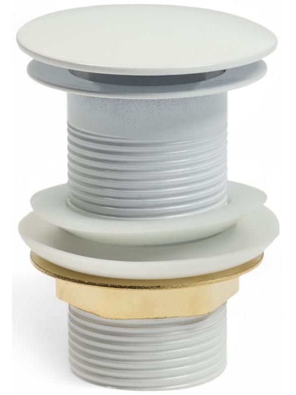 Донный клапан ZEIN engr, большая кнопка, без перелива, нержавеющая сталь, белый