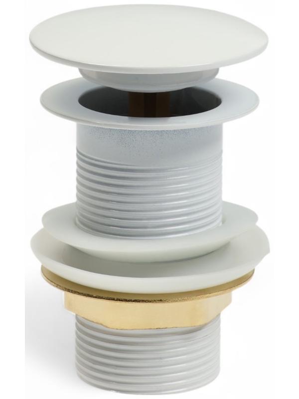 Донный клапан ZEIN engr, большая кнопка, без перелива, нержавеющая сталь, белый