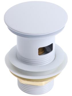 Донный клапан ZEIN engr, большая кнопка, с переливом, нержавеющая сталь, белый