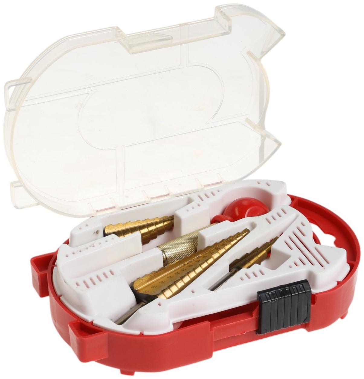 Набор сверл ступенчатых с кернером ТУНДРА, HSS, трехгранный хвостовик, 4-12, 4-20, 4-32 мм