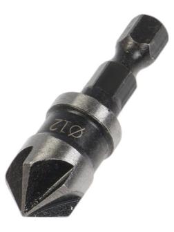 Зенкер конусный ТУНДРА, d=12 мм, по дереву, пластику, цветным металлам