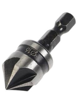 Зенкер конусный ТУНДРА, d=16 мм, по дереву, пластику, цветным металлам