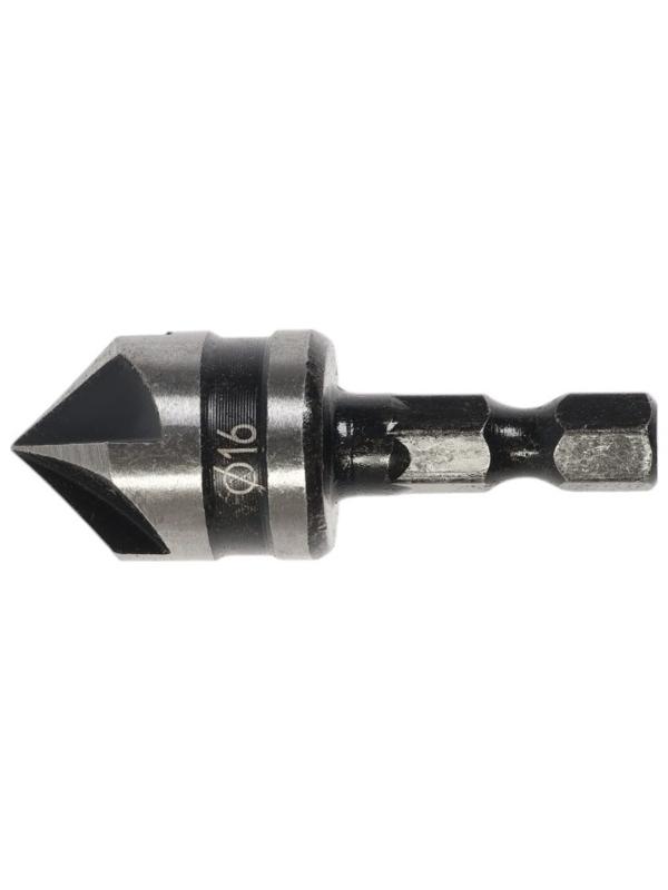 Зенкер конусный ТУНДРА, d=16 мм, по дереву, пластику, цветным металлам