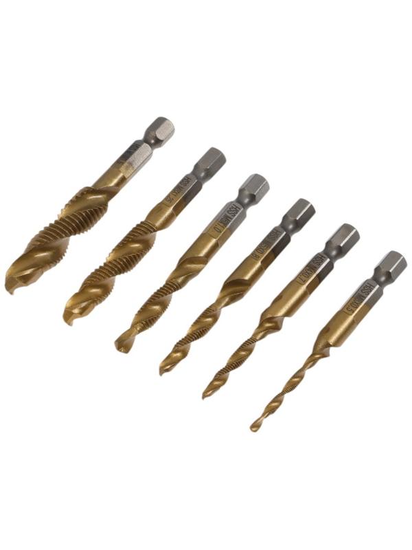 Набор сверл-метчиков ТУНДРА, HSS - Co, шестигранный хвостовик, М3 - М10, 65 - 72 мм, 6 шт.