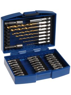 Набор сверл и бит ТУНДРА, HSS-Tin, шестигранный хвостовик, 1.5 - 6.5 мм, 34 предмета