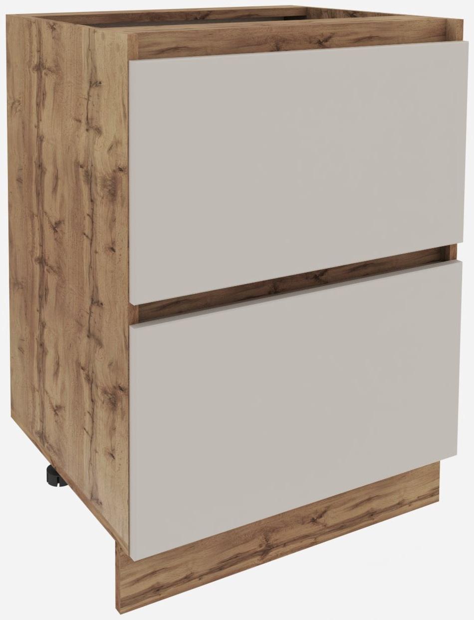 Шкаф напольный «Ника», с 2 ящиками, 600×477×816 мм, цвет бежевый софт МДФ/дуб вотан