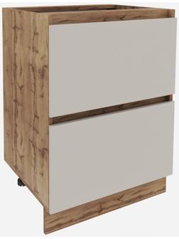 Шкаф напольный «Ника», с 2 ящиками, 600×477×816 мм, цвет бежевый софт МДФ/дуб вотан