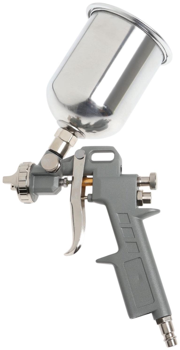 Краскораспылитель пневматический ТУНДРА, до 4 бар, сопло 1.5 мм, верхний бачок 0.6 л