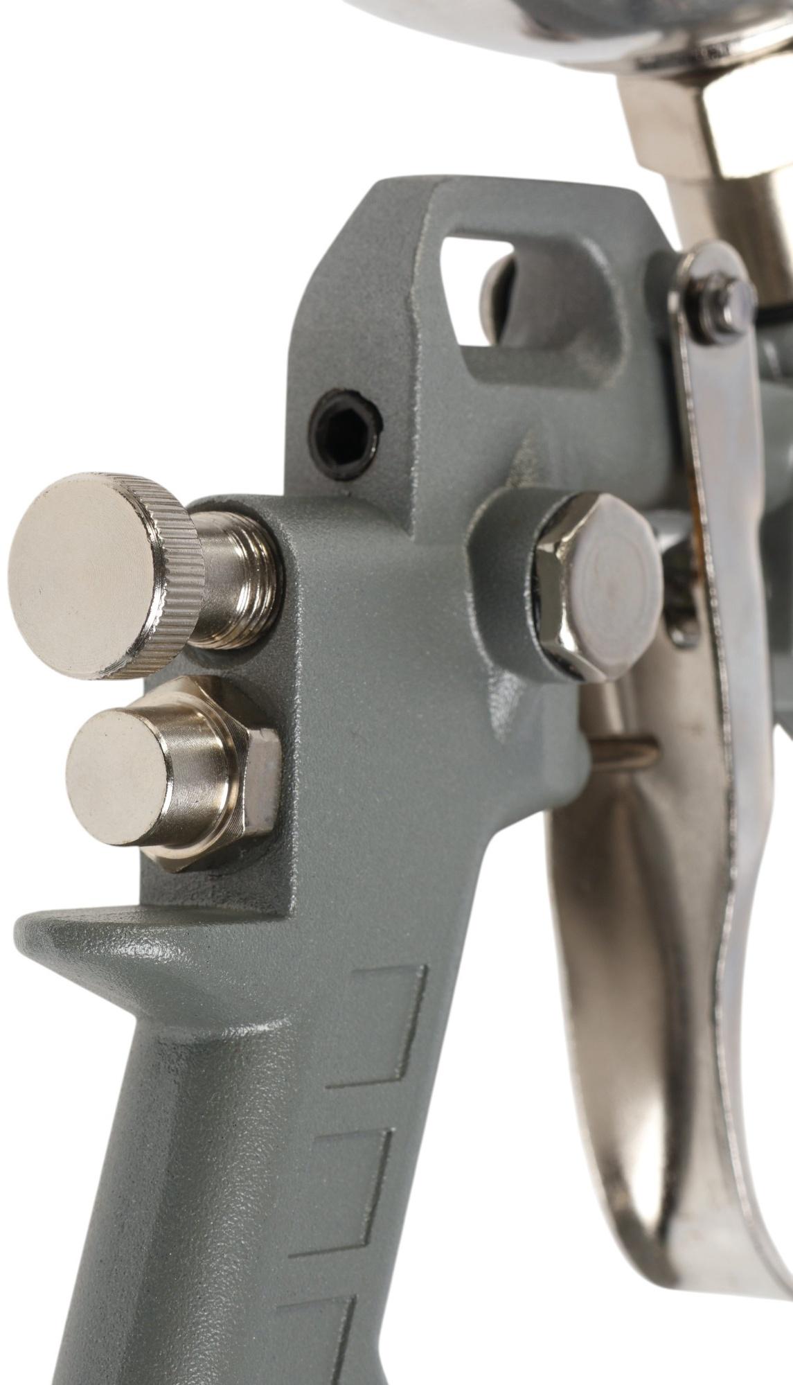 Краскораспылитель пневматический ТУНДРА, до 4 бар, сопло 1.5 мм, верхний бачок 0.6 л