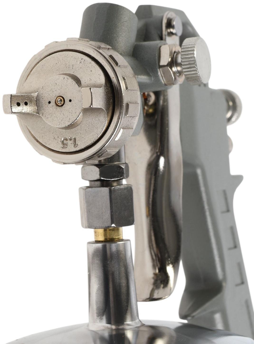 Краскораспылитель пневматический ТУНДРА, до 4 бар, сопло 1.5 мм, нижний бачок 0.75 л