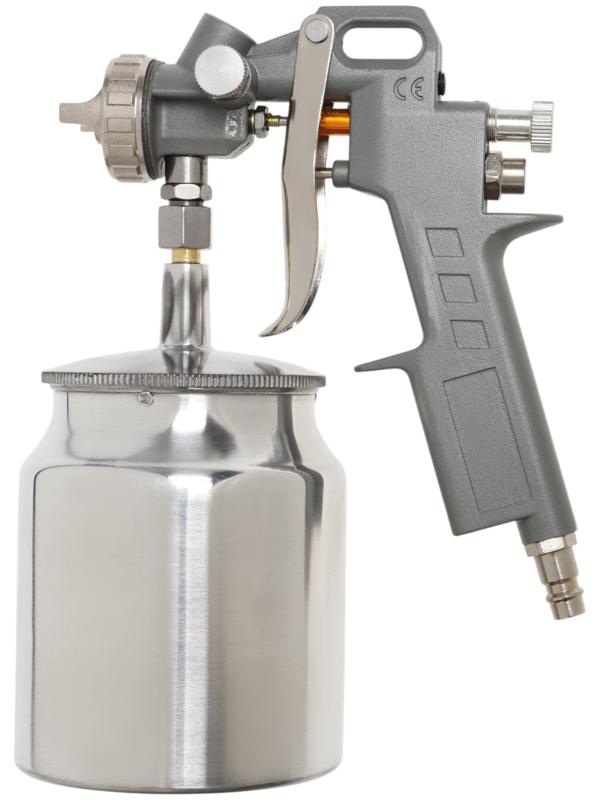 Краскораспылитель пневматический ТУНДРА, до 4 бар, сопло 1.5 мм, нижний бачок 0.75 л