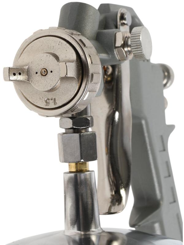 Краскораспылитель пневматический ТУНДРА, до 4 бар, сопло 1.5 мм, нижний бачок 0.75 л