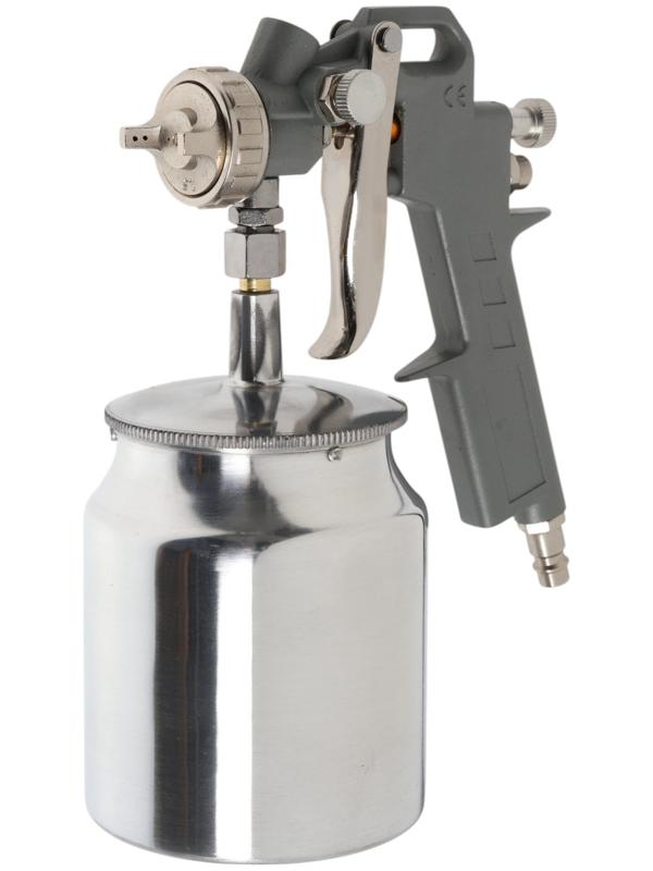 Краскораспылитель пневматический ТУНДРА, до 4 бар, сопло 1.5 мм, нижний бачок 0.75 л