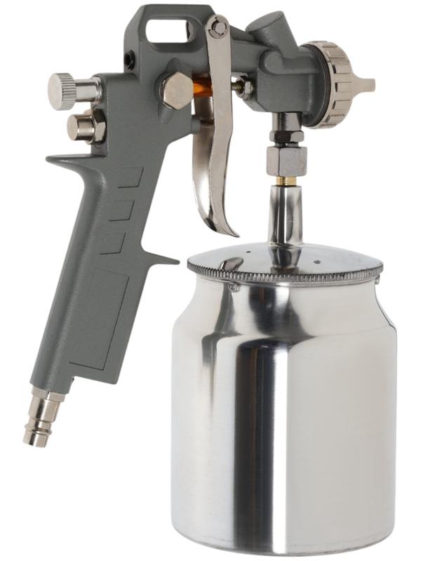Краскораспылитель пневматический ТУНДРА, до 4 бар, сопло 1.5 мм, нижний бачок 0.75 л