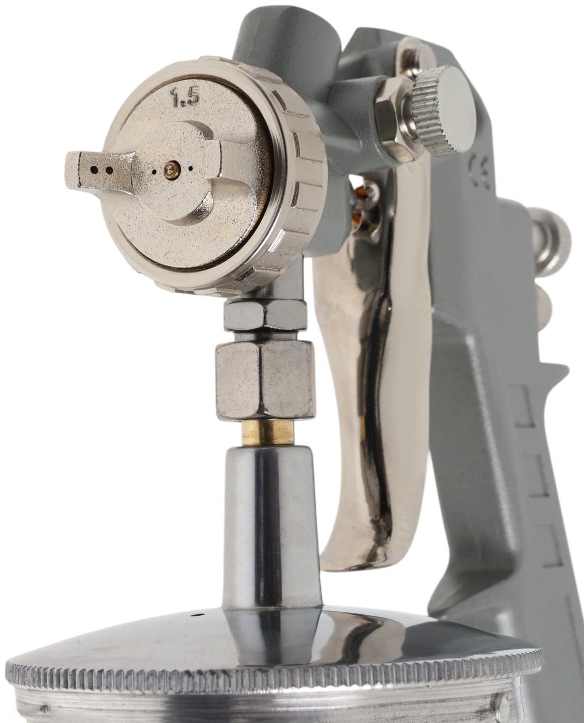 Краскораспылитель пневматический ТУНДРА, до 4 бар, сопло 1.5 мм, нижний бачок 1 л