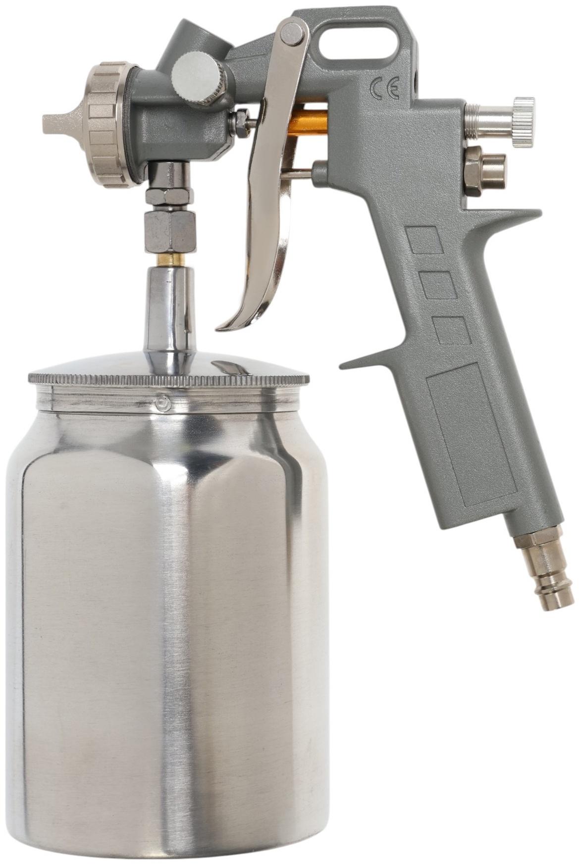 Краскораспылитель пневматический ТУНДРА, до 4 бар, сопло 1.5 мм, нижний бачок 1 л