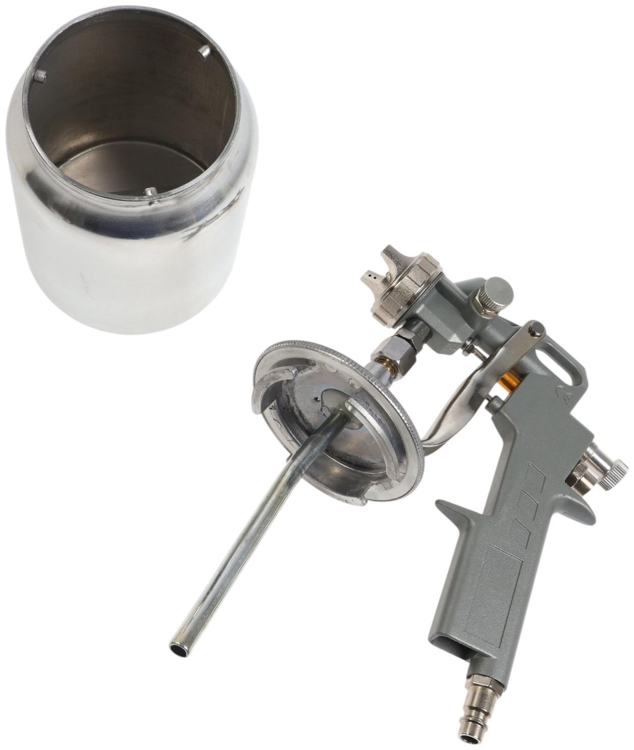 Краскораспылитель пневматический ТУНДРА, до 4 бар, сопло 1.5 мм, нижний бачок 1 л