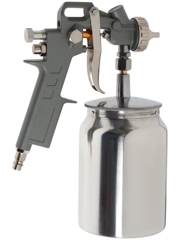 Краскораспылитель пневматический ТУНДРА, до 4 бар, сопло 1.5 мм, нижний бачок 1 л