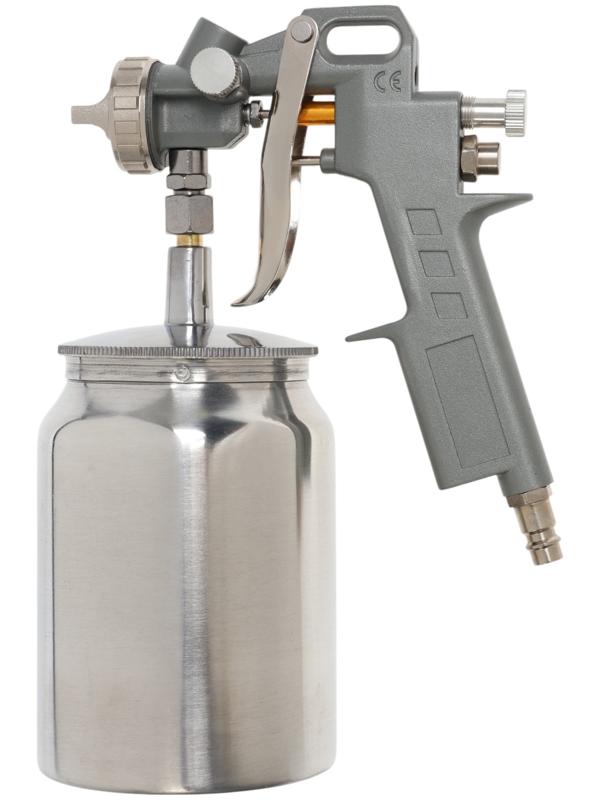 Краскораспылитель пневматический ТУНДРА, до 4 бар, сопло 1.5 мм, нижний бачок 1 л