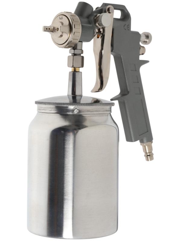 Краскораспылитель пневматический ТУНДРА, до 4 бар, сопло 1.5 мм, нижний бачок 1 л