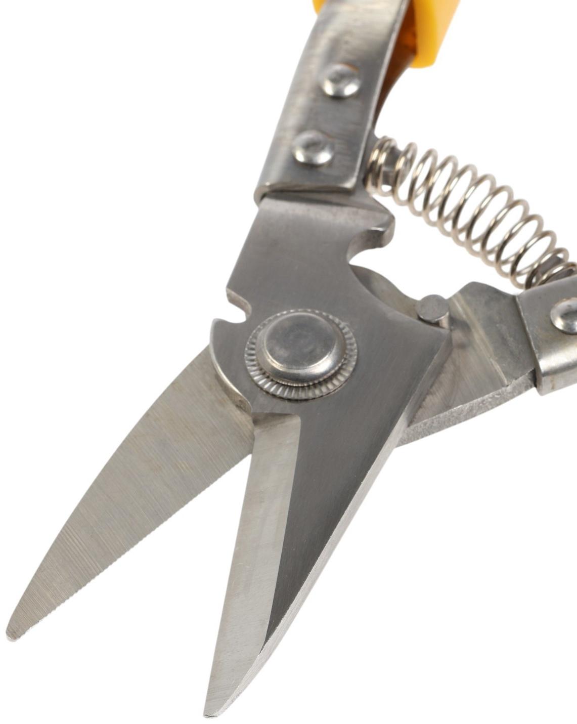 Ножницы по металлу ТУНДРА, авторазжим, пластиковые рукоятки, левый рез, 225 мм