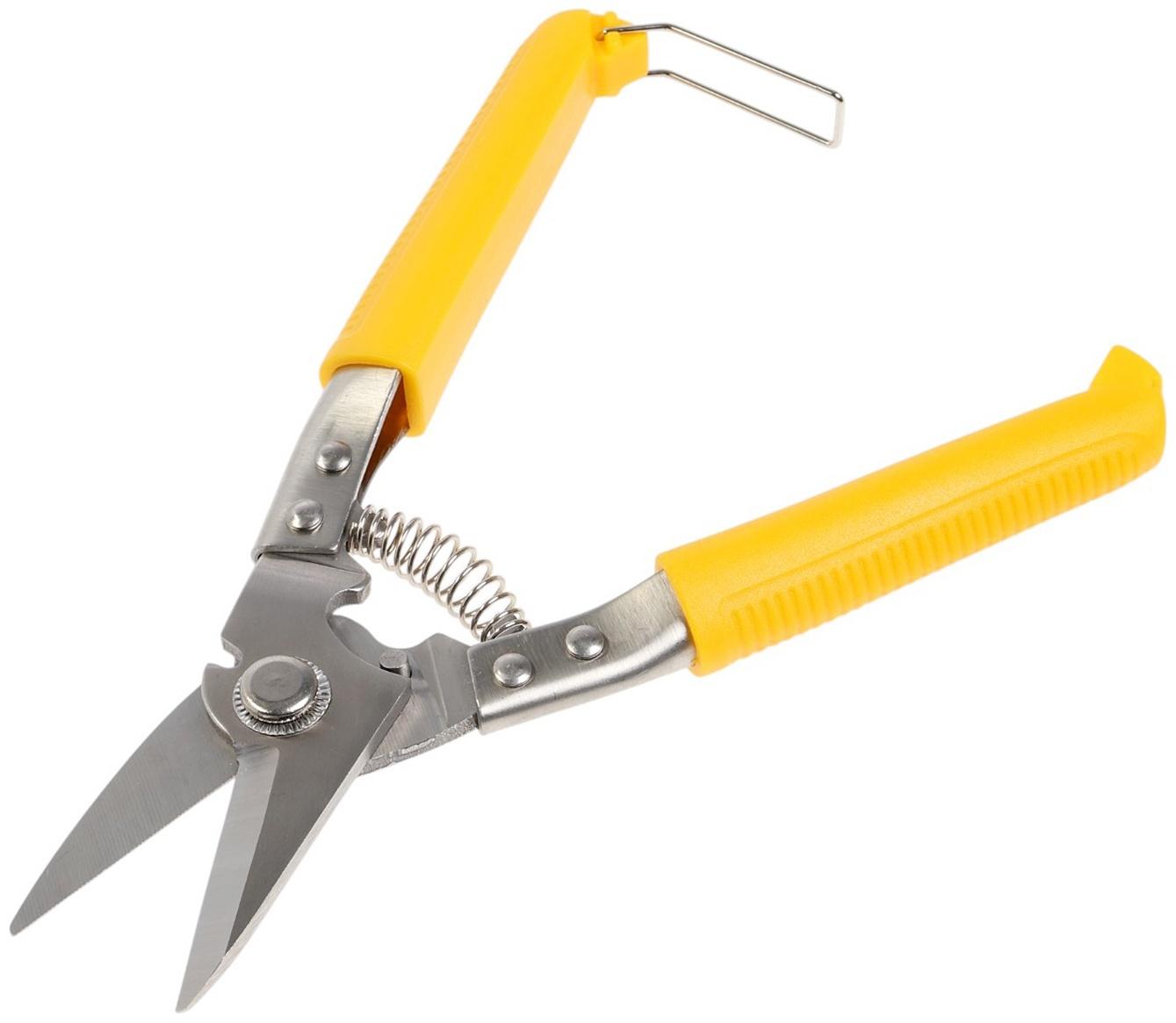 Ножницы по металлу ТУНДРА, авторазжим, пластиковые рукоятки, правый рез, 225 мм