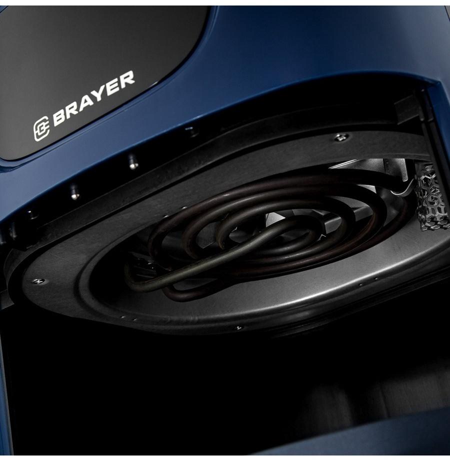 Аэрогриль BRAYER 2036BR, 5 литров, 1500 Вт, 7 программ, 200°С, LCD-дисплей, таймер, решётка, синий