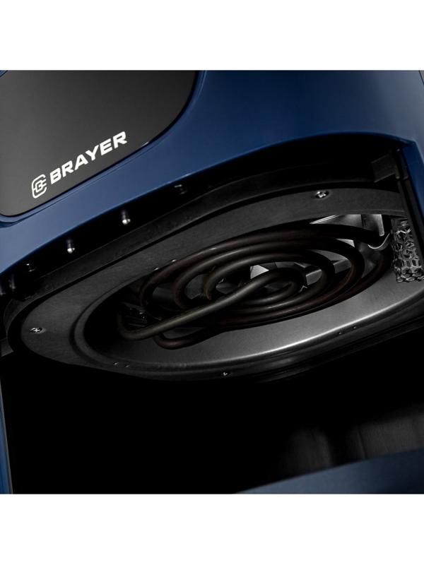Аэрогриль BRAYER 2036BR, 5 литров, 1500 Вт, 7 программ, 200°С, LCD-дисплей, таймер, решётка, синий