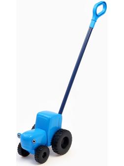 Каталка «Синий трактор» с ручкой, пластиковая