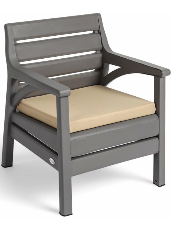 Набор садовой мебели «Евпатория»: 2 кресла 66×65×79 см, стол 79×55×38 см, диван 124×65×79 см, серый