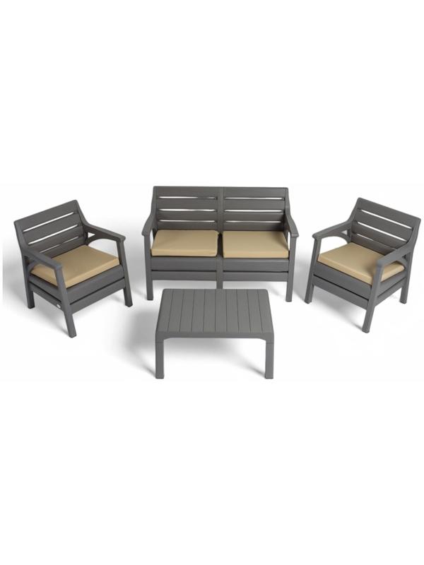 Набор садовой мебели «Евпатория»: 2 кресла 66×65×79 см, стол 79×55×38 см, диван 124×65×79 см, серый