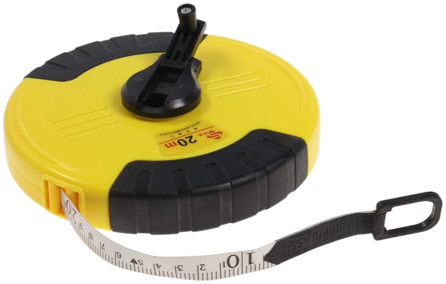 Рулетка геодезическая ТУНДРА, ПВХ лента, закрытый корпус, 20 м × 15 мм