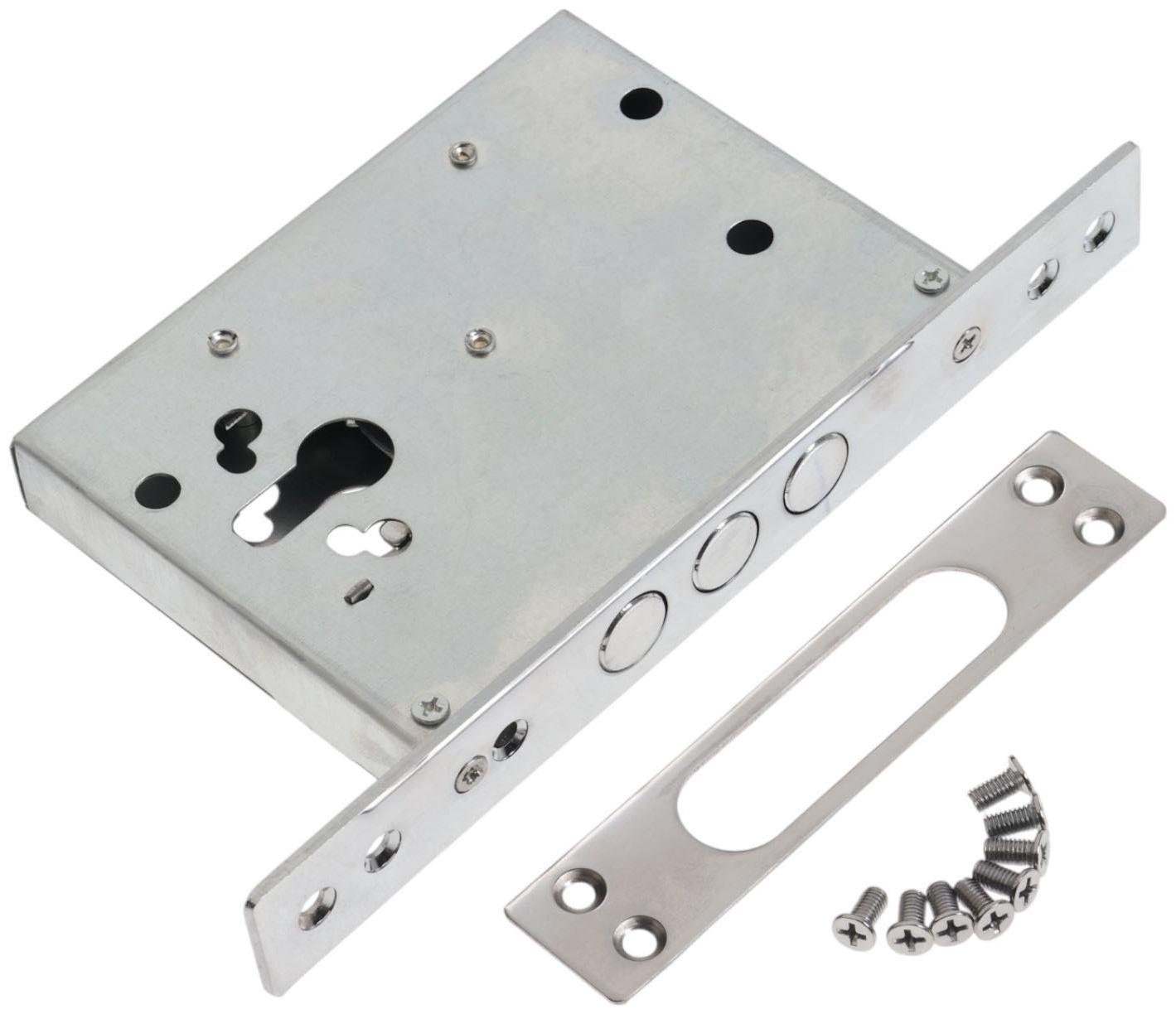 Корпус замка LOCKLAND для металлических дверей, без цилиндрового механизма, хром