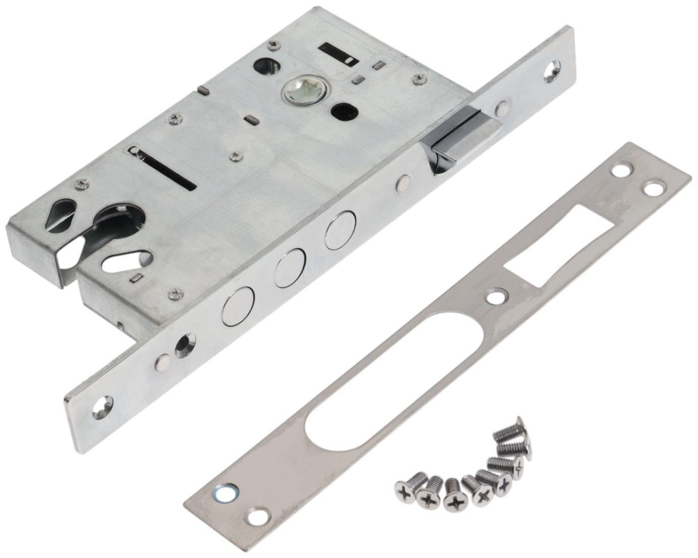 Корпус замка LOCKLAND для металлических дверей, без цилиндрового механизма, хром