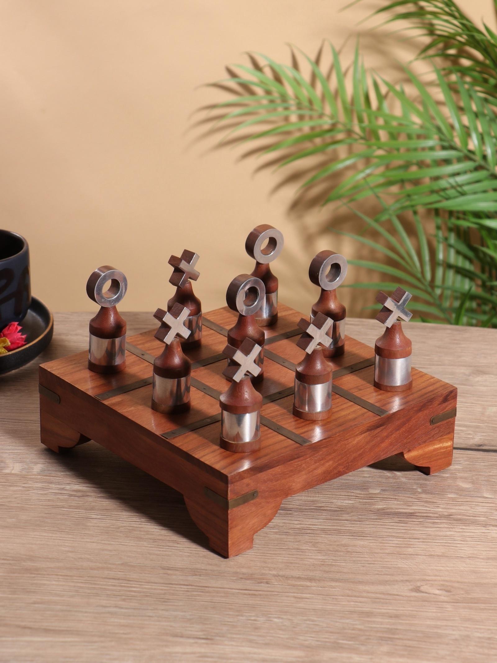 Настольная игра «Крестики-нолики», 20×20 см, манговое дерево, алюминий