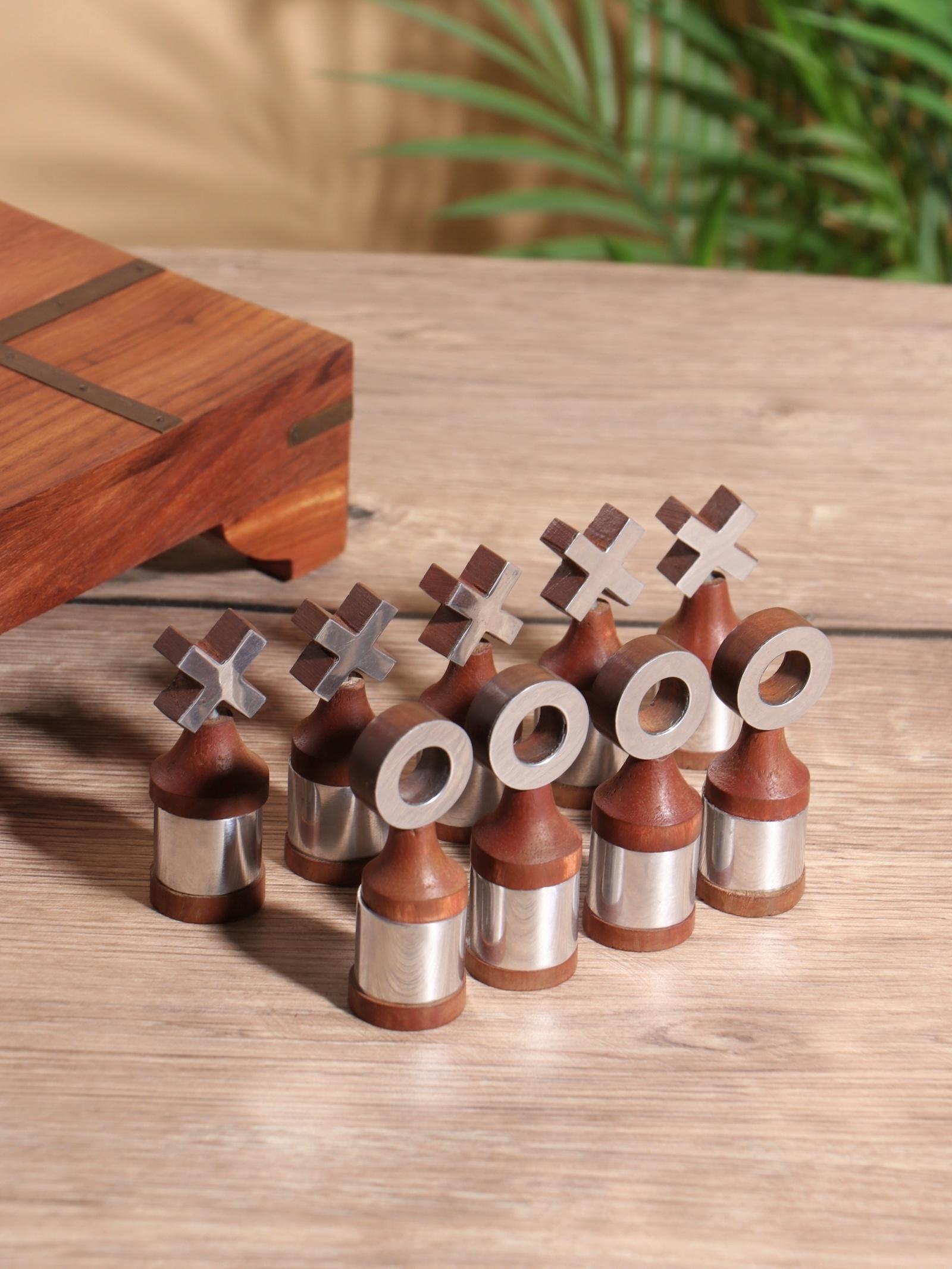 Настольная игра «Крестики-нолики», 20×20 см, манговое дерево, алюминий