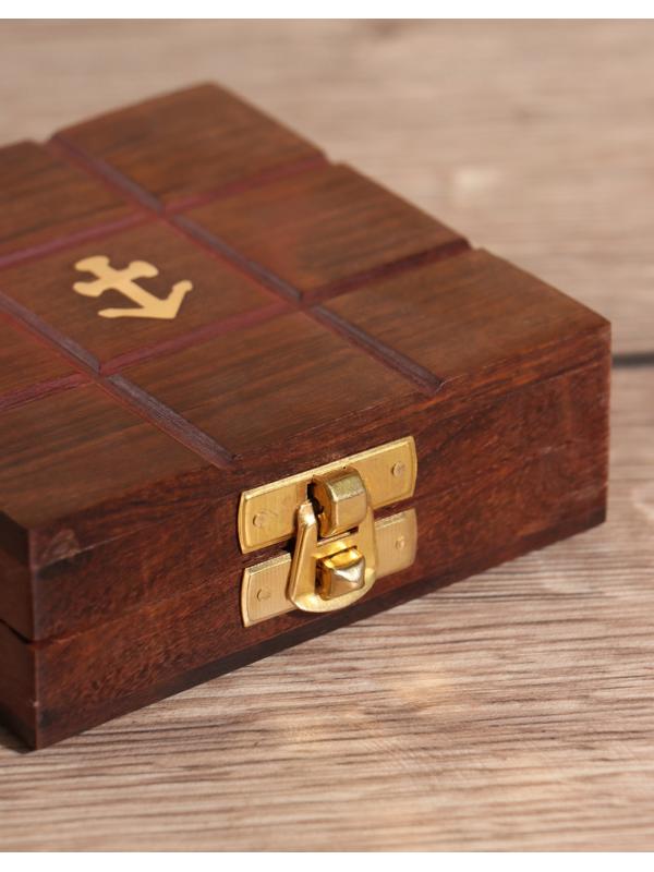 Настольная игра «Крестики-нолики», 10×10 см, дерево шишам, латунь