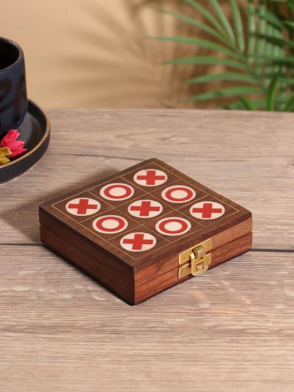 Настольная игра «Крестики-нолики», 10×10 см, дерево шишам, смола