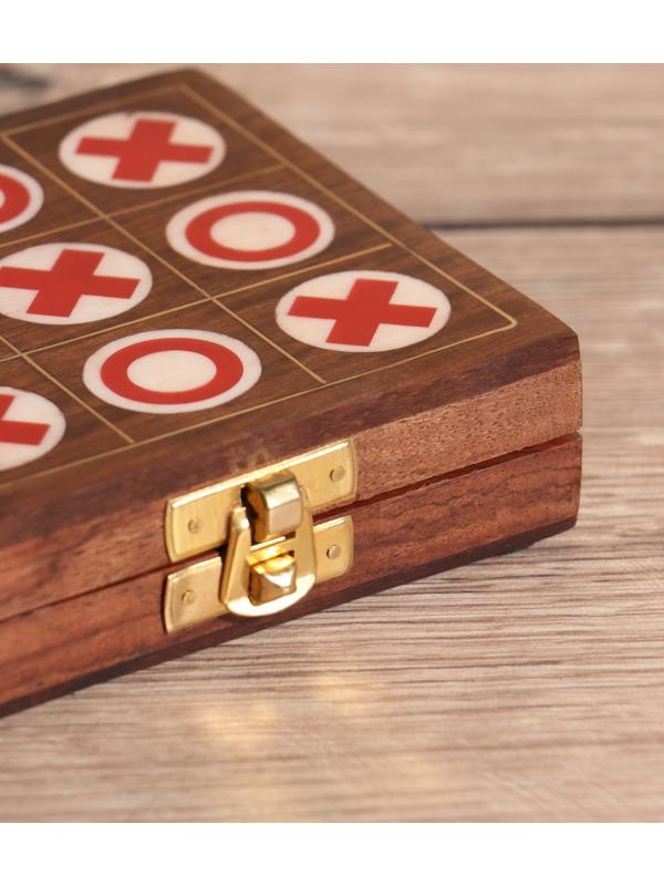 Настольная игра «Крестики-нолики», 10×10 см, дерево шишам, смола