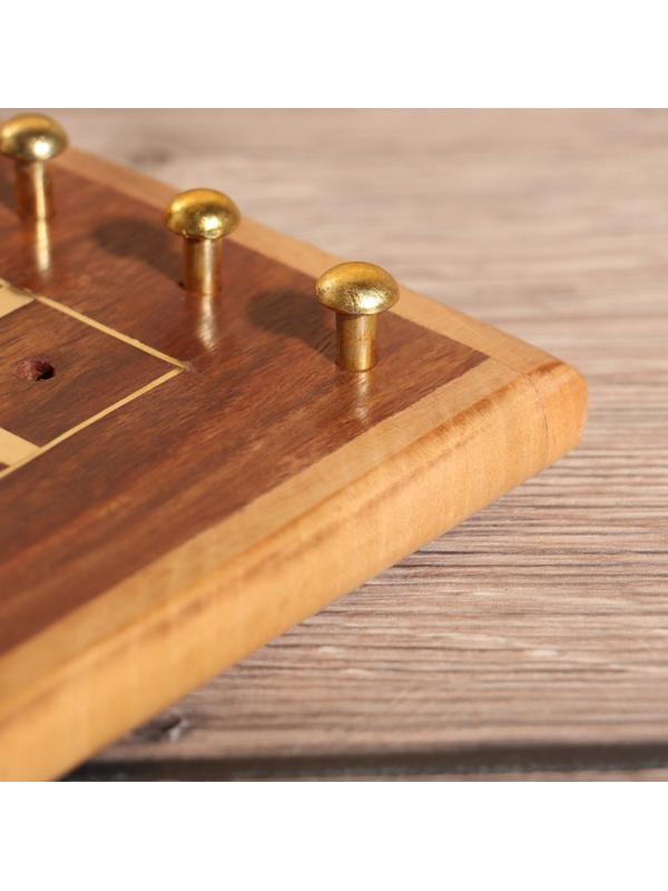 Настольная игра «Крестики-нолики», 13×13.5 см, дерево шишам, латунь