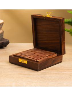 Настольная игра «Домино», 11×11.5×4 см, дерево шишам, латунь