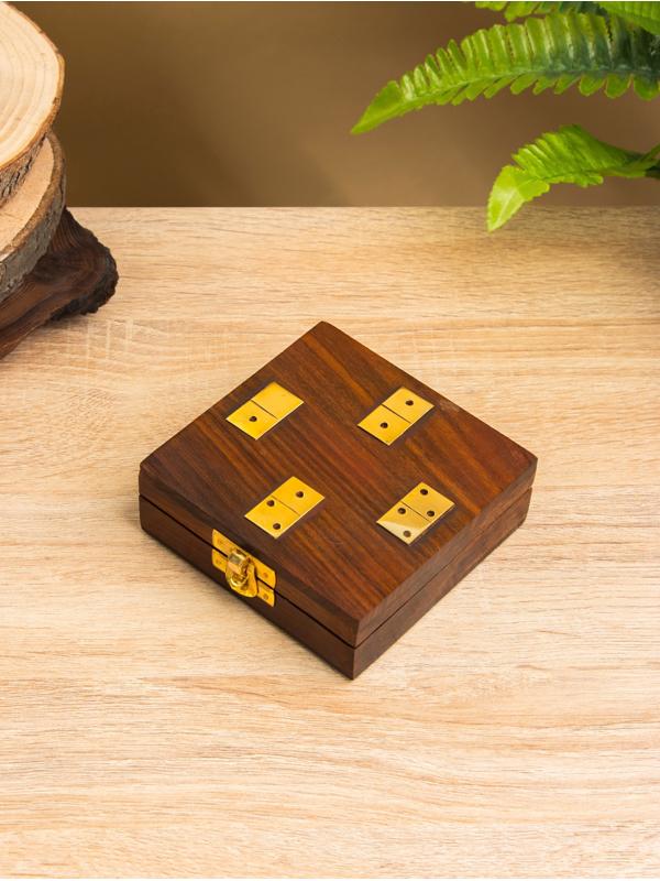Настольная игра «Домино», 11×11.5×4 см, дерево шишам, латунь