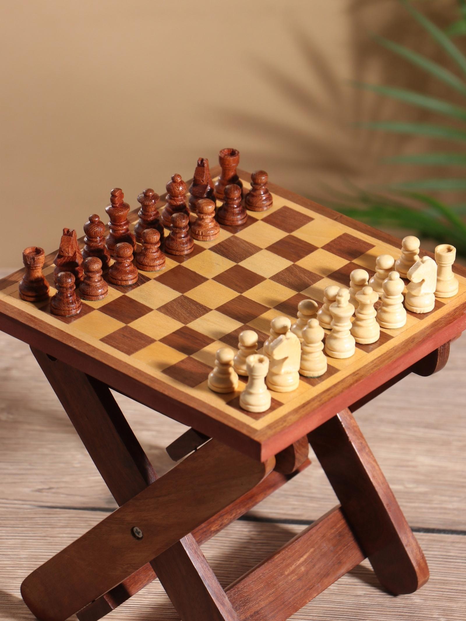 Шахматный столик складной, 15.5×20×4.5 см, дерево шишам