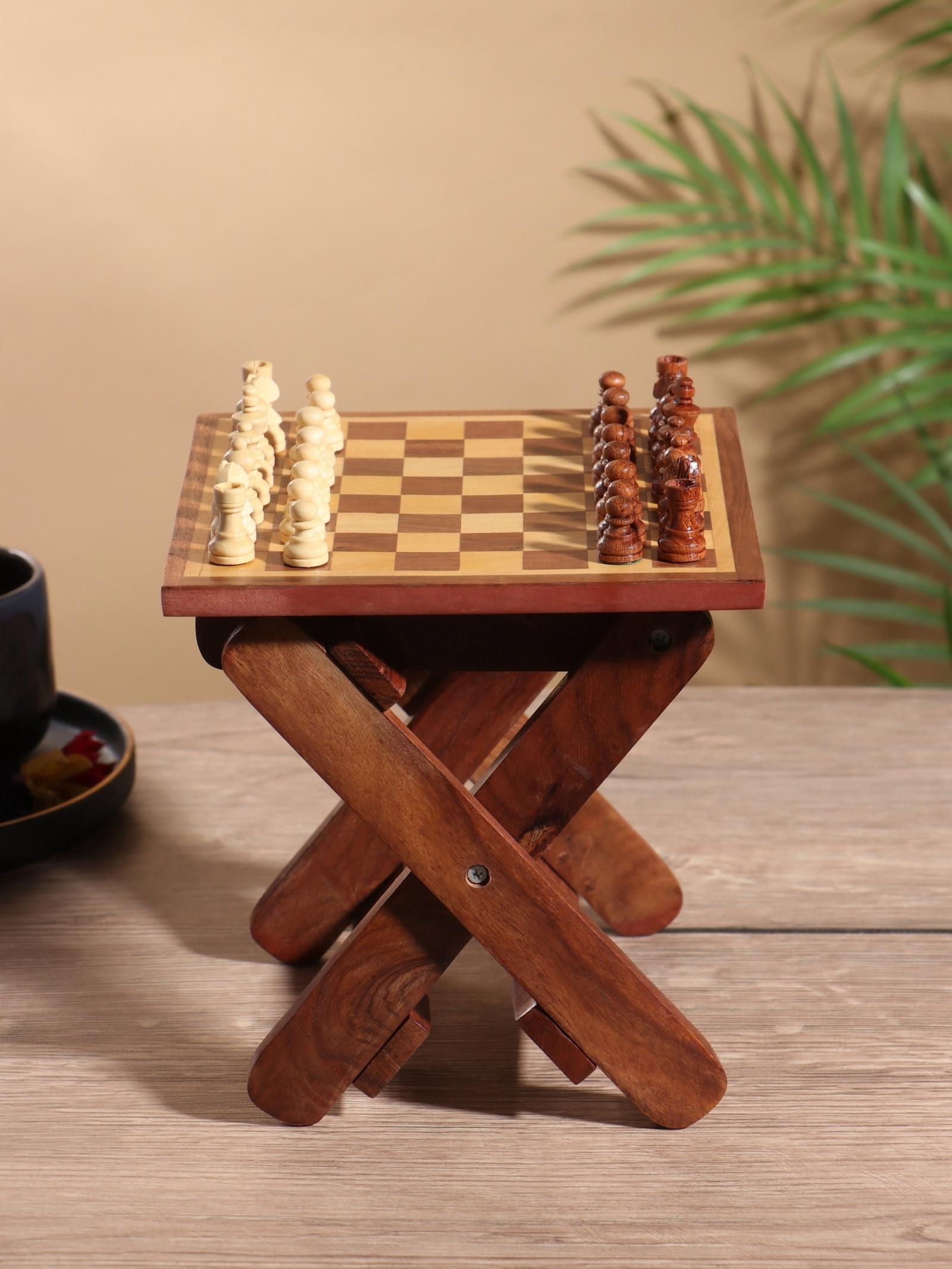 Шахматный столик складной, 15.5×20×4.5 см, дерево шишам