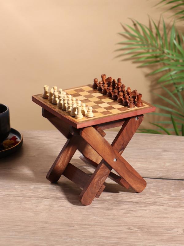 Шахматный столик складной, 15.5×20×4.5 см, дерево шишам